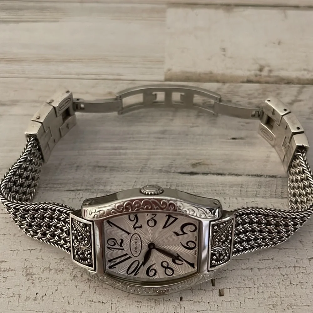 Lois Hill Swiss Made Tonneau Watch Woven Bracelet Ref LH-0071 5ATM